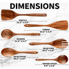 Zulay Kitchen Wooden Spoon for Cooking, Wooden Utensils for Cooking, Teak Wood Utensil Set Non Stick - 6 Piece Set