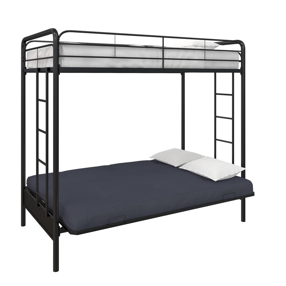 DHP Sammie Twin over Futon Metal Bunk Bed, Black