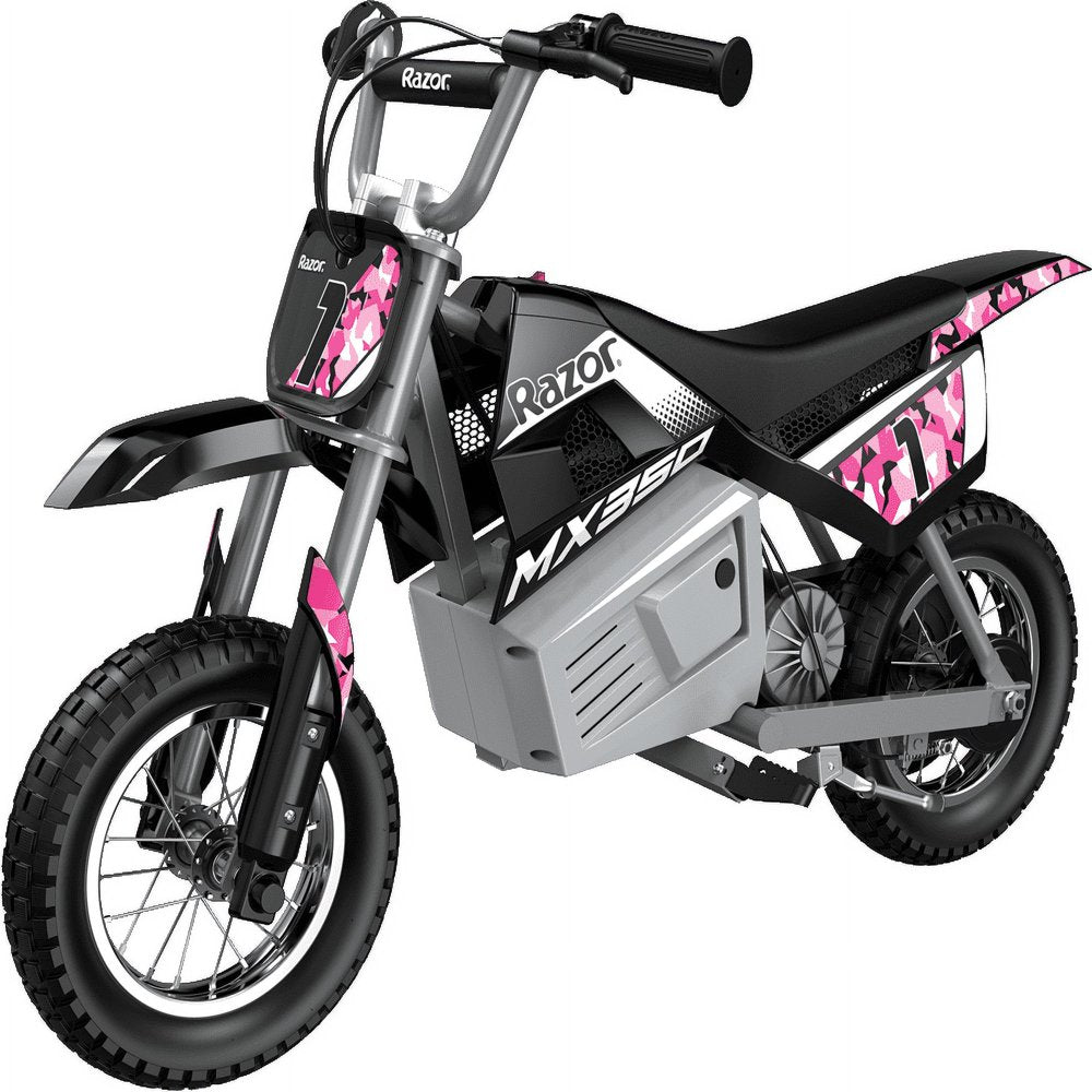 Razor Dirt Rocket MX350 - Black with Decals Included, 24V Electric-Powered Dirt Bike for Kids 13+