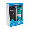 Thermoflask 32Oz Two Pack Insulated Straw Tumbler Black/Turquois