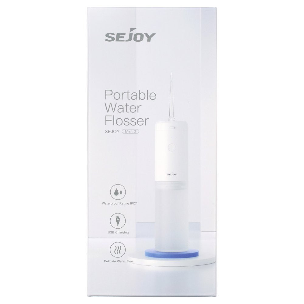 Sejoy Cordless Water Flosser, Portable Oral Irrigator Rechargeable Teeth Cleaner, White