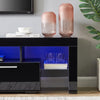 Uhomepro TV Stand for Tvs up to 55", Living Room Entertainment Center with RGB LED Lights and Storage Shelves Furniture, Black High Gloss TV Cabinet Console Table