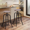 Homy Casa Adjustable Height Swivel Wood Style round Bar Stool, Set of 2, Oak