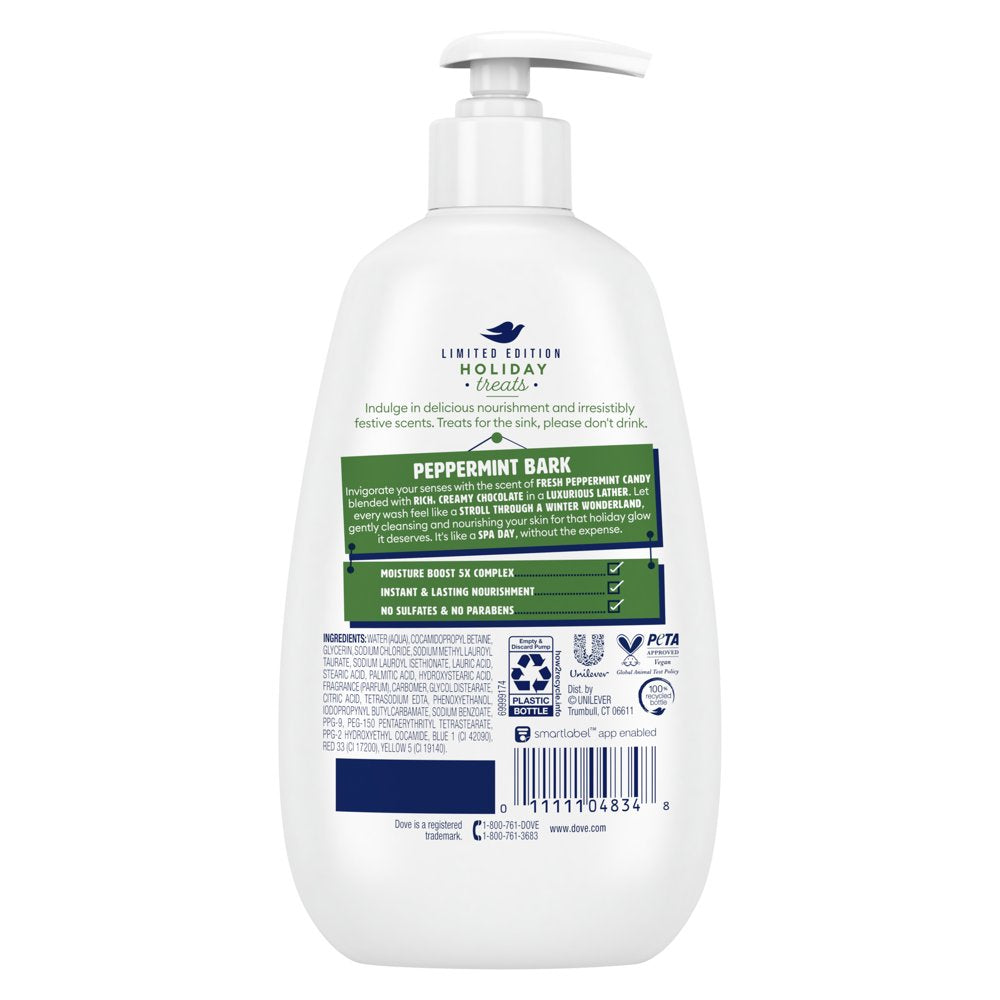 Dove Peppermint Bark Liquid Hand Wash for Deep Nourishment Holiday Treats Limited Edition, 12 Oz