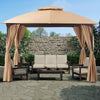 LAUSAINT HOME 10'X10' Outdoor Gazebo, Unique Arc Roof Design and Privacy Curtains Included, Khaki