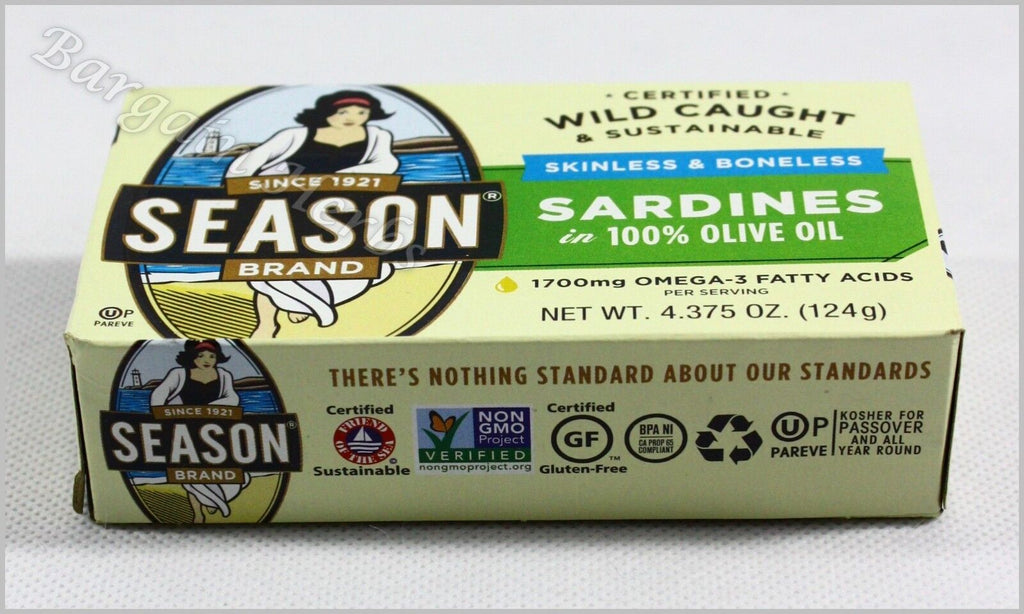 25X Season 4.375Oz Boneless Skinless Sardines in Olive Oil Kosher Free Shipping