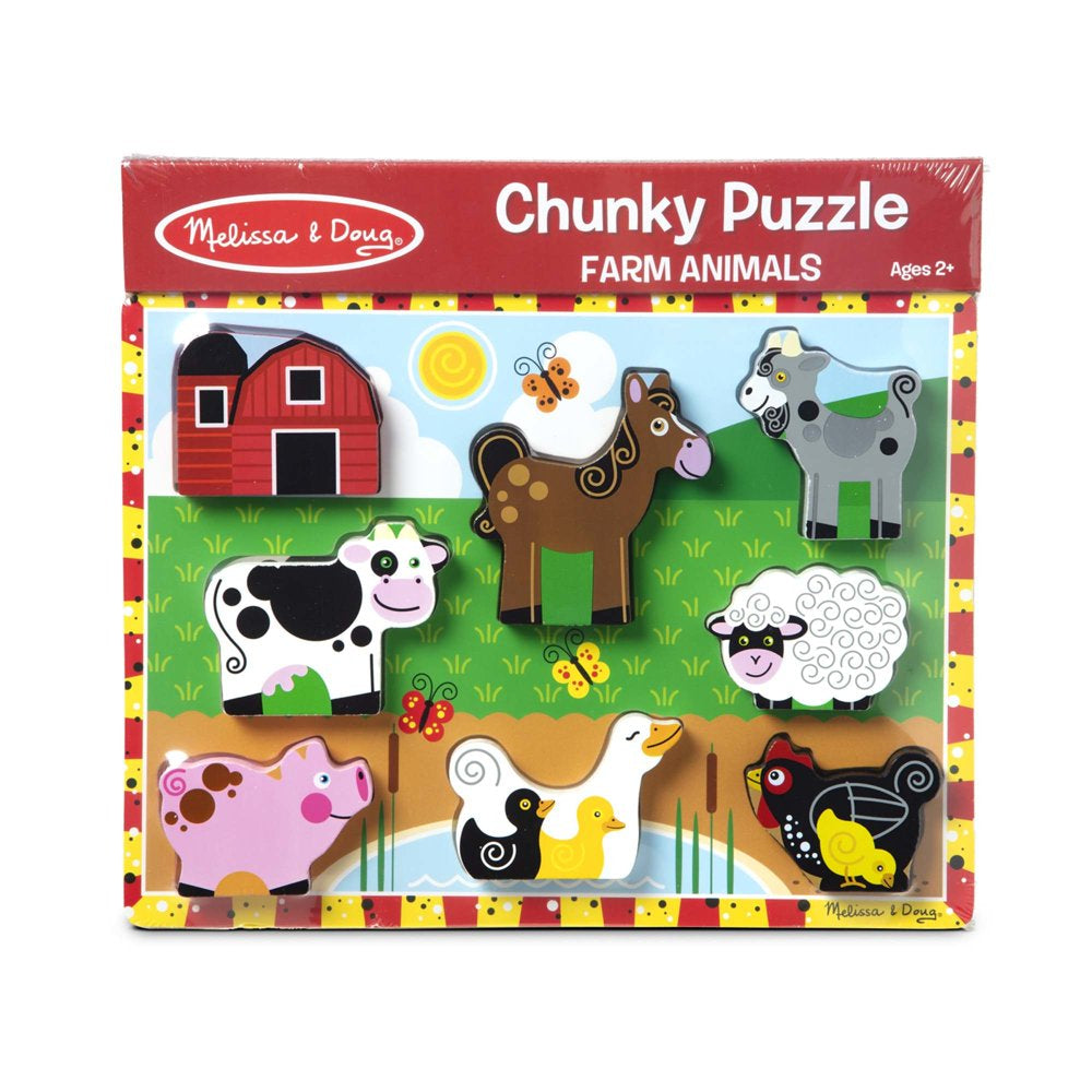 Melissa & Doug Farm Wooden Chunky Puzzle (8 Pcs) - Fsc-Certified Materials