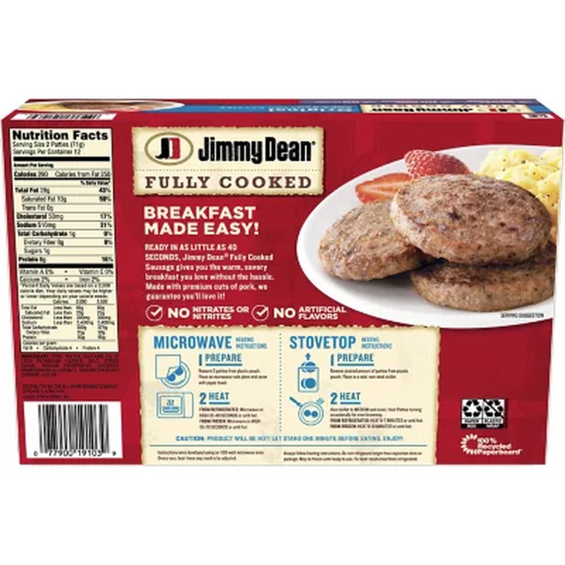 Jimmy Dean Fully Cooked Pork Sausage Patties (24 Ct.)