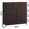 REAHOME 9 Drawers Dresser, Chest of Drawers Fabric Dressers with Leather Finish for Adult Dressers for Bedroom Brown