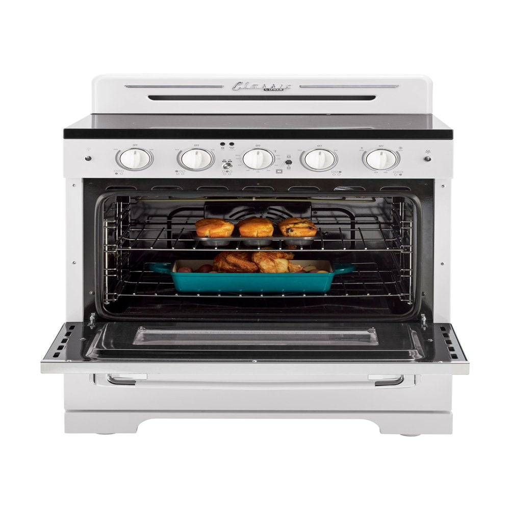 Unique Classic Retro 30" 3.9 Cu/Ft Freestanding 5-Element Electric Range with Convection Oven in Marshmallow White