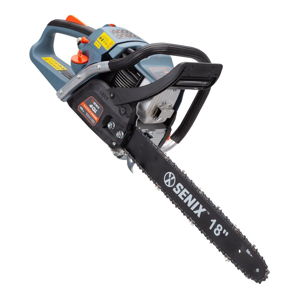 SENIX 18-Inch 49 Cc 4-Cycle Gas Powered Chainsaw, Oregon Bar and Chain, CS4QL-L1