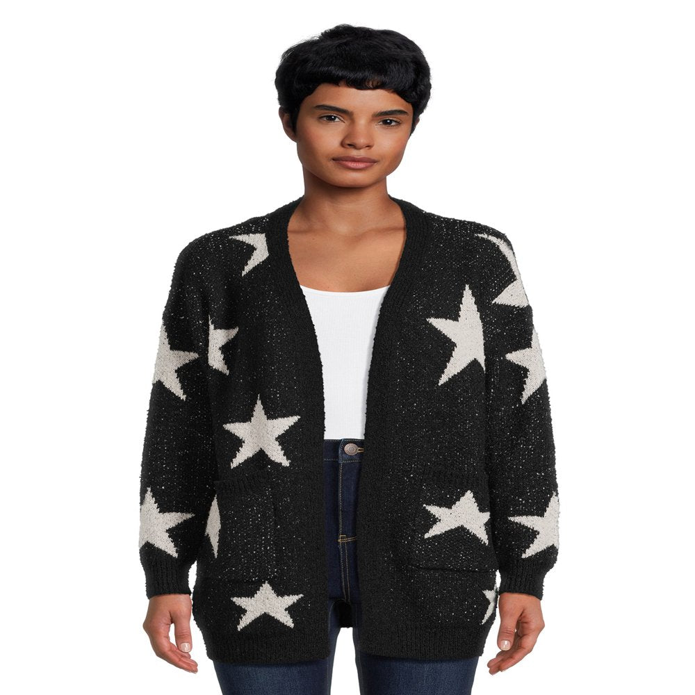 Dreamers by Debut Women'S Open Front Print Cardigan Sweater, Midweight