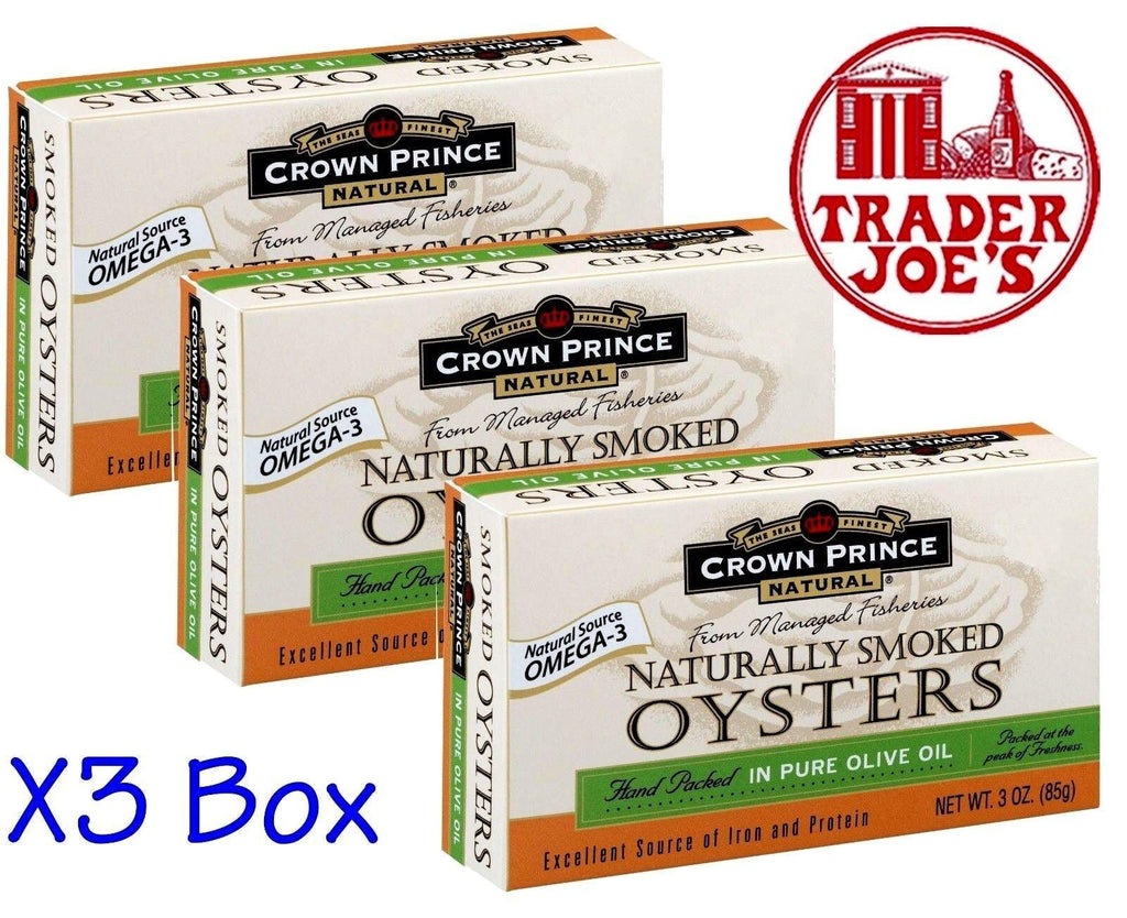 X3 Box Trader Joe'S Crown Prince Natural Smoked Oysters in Pure Olive Oil 3.0Oz