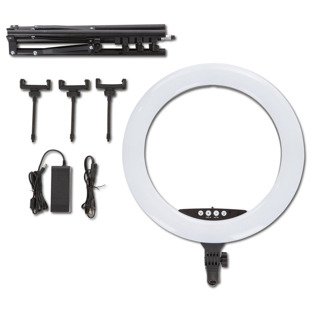 Vivitar 18" LED RGB Ring Light with Tripod, Phone Holder USB Charging Ports, and Wireless Remote