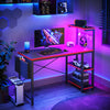 Bestier Reversible 44 Inch Computer Desk with LED Lights Gaming Desk , 4 Tier Shelves Carbon Fiber