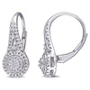 Superjeweler Nearly 1/2 Carat Diamond Double Halo Leverback Hoop Earrings, 3/4 Inch for Women