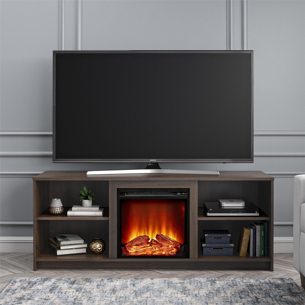 Mainstays Fireplace TV Stand for Tvs up to 65", Walnut