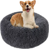 Nisrada Calming Donut Pet Bed for Dogs & Cats,24 Inch Dog Bed for Small Melium Large Dogs, Washable-Round Pet Bed for Puppy and Kitten with Slip-Resistant Bottom (24 Inch, Dark Gray)