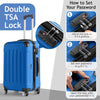 Zimtown Hardside Lightweight Spinner Dark Blue 3 Piece Luggage Set with TSA Lock