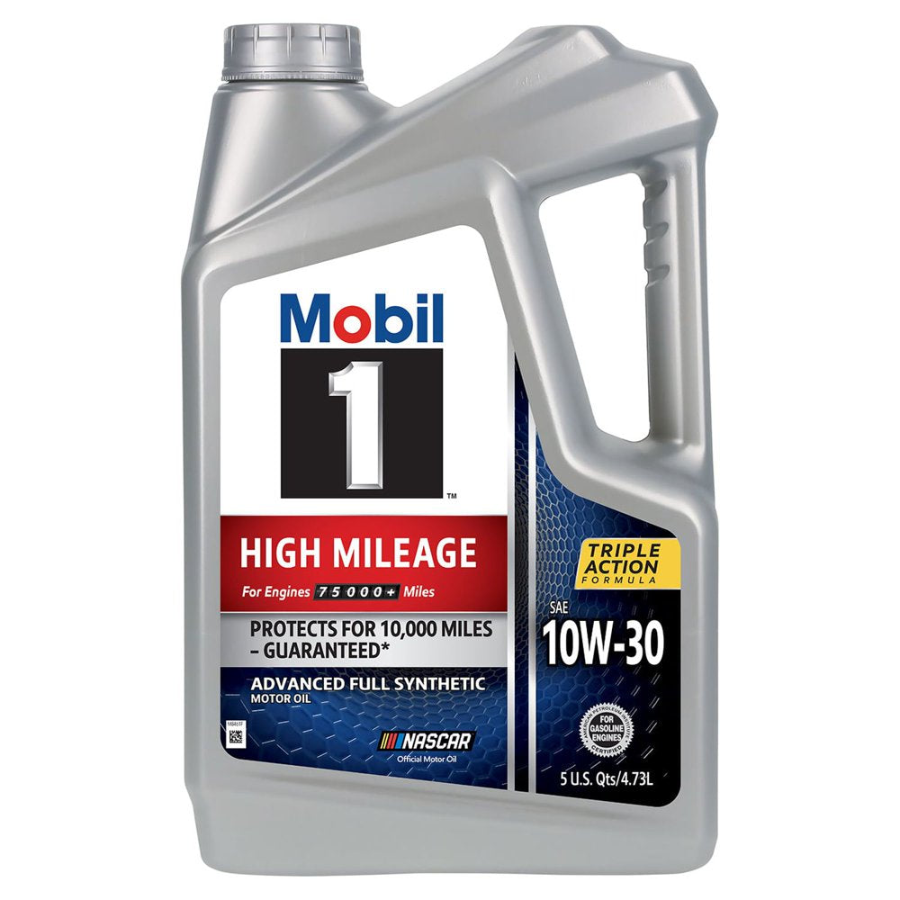 Mobil 1 High Mileage Full Synthetic Motor Oil 10W-30, 5 Qt (3 Pack)