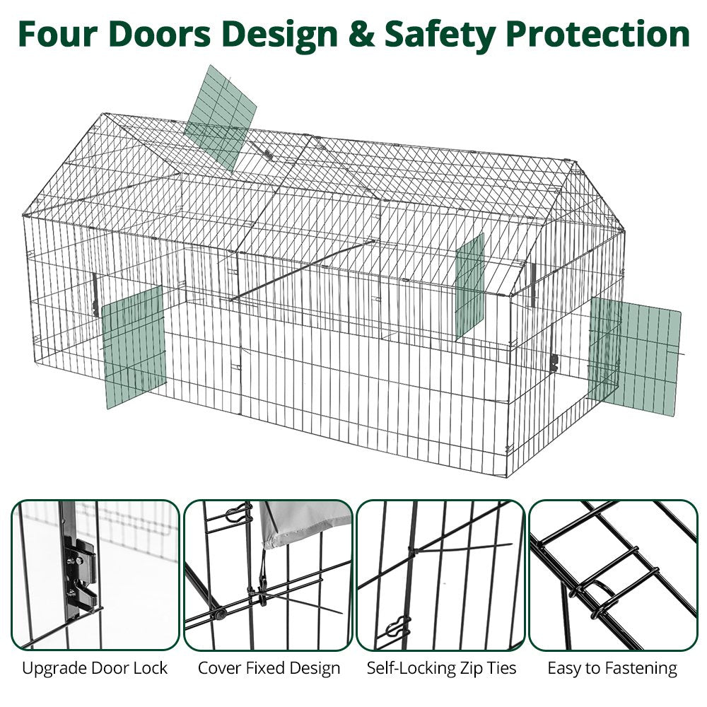 Pawgiant 86''X40''Chicken Coop Large Metal Chicken Cage House Waterproof