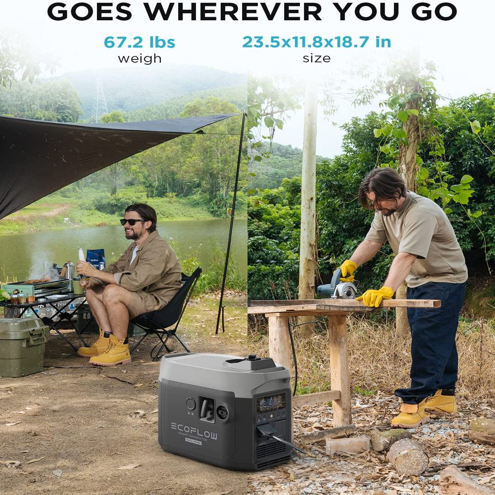 Ecoflow Smart Dual Fuel Generator,Gas/Lpg Inverter Generator,Integrates with Delta Pro/Delta Max/Delta 2,1800W AC Output,For Outdoor Camping,Home Backup,Emergency,Rv,Off-Grid