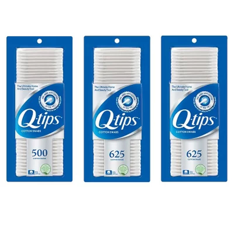 Q-Tips Cotton Swabs (625 Ct., 2 Pk. + 500 Ct., 1 Pk.)