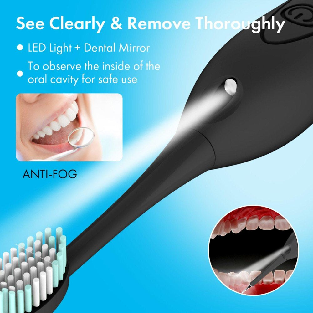 Ifanze Electric Dental Calculus Remover for Teeth, Dental Teeth Whitening Tool Kit with LED Light, Sonic Tartar and Plaque Remover for Teeth Cleaning with 3 Adjustable Modes, USB Rechargeable, Black