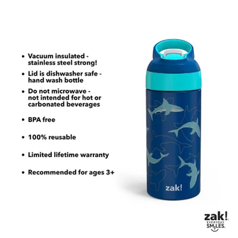 Zak Designs 14-oz Stainless Steel Vacuum Insulated Water Bottle, 3-piece set