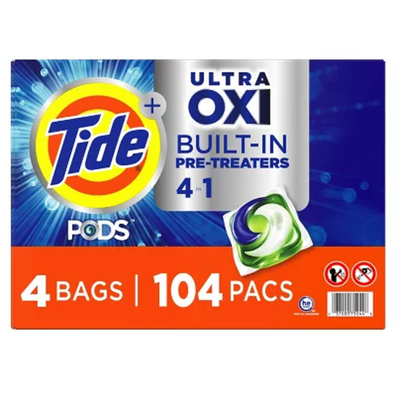 Tide PODS + Ultra Oxi Liquid Detergent Pacs (104 Pacs)