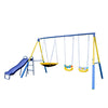 Sportspower Super Flyer Swing Set with 2 Flying Buddies, Saucer Swing, 2 Swings, and Lifetime Warranty on Blow Molded Slide