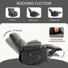 JONPONY Massage Rocker Recliner Chair with Vibration Massage and Heat Ergonomic Lounge Chair for Living Room with Rocking Function and Side Pocket, 2 Cup Holders, USB Charge Port,Grey