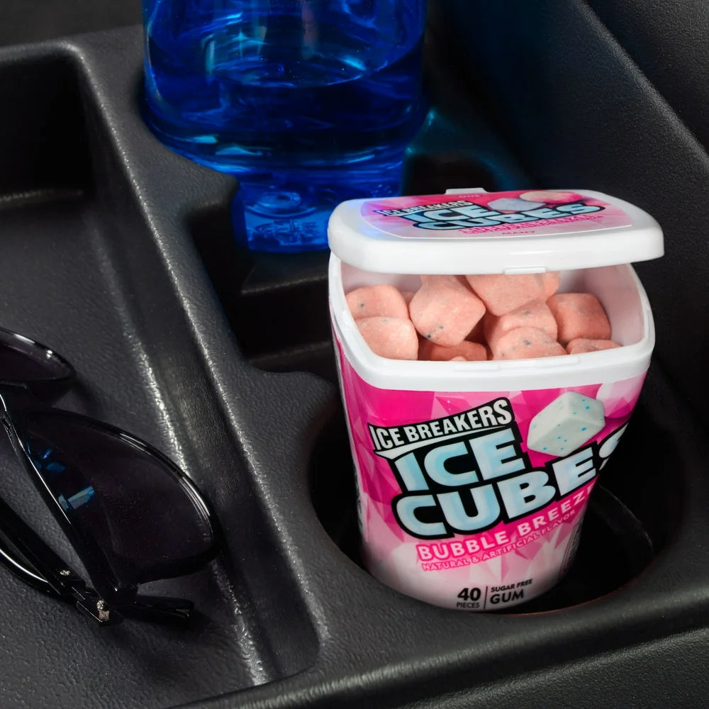 Ice Breakers Ice Cubes Bubble Breeze Sugar Free Chewing Gum, Bottle 3.24 Oz, 40 Pieces