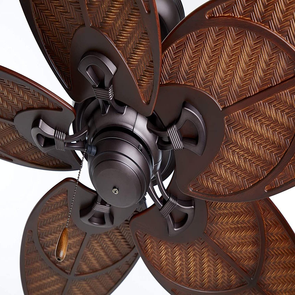 Noble Comfort 52" Outdoor Ceiling Fan, Palm Leaf Blades Dark Bronze