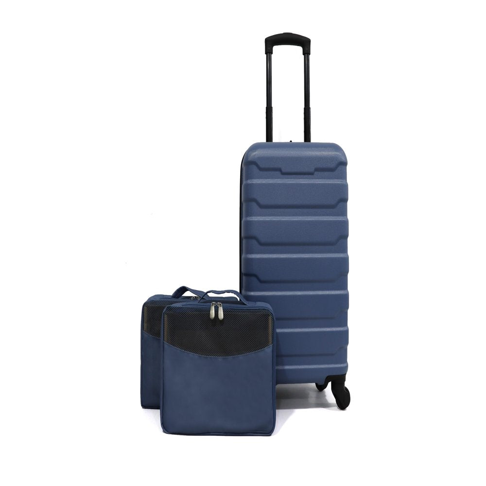 Protege 1 Piece 20" Hard Side Carry-On ABS Luggage with 2 Packing Cubes Blue