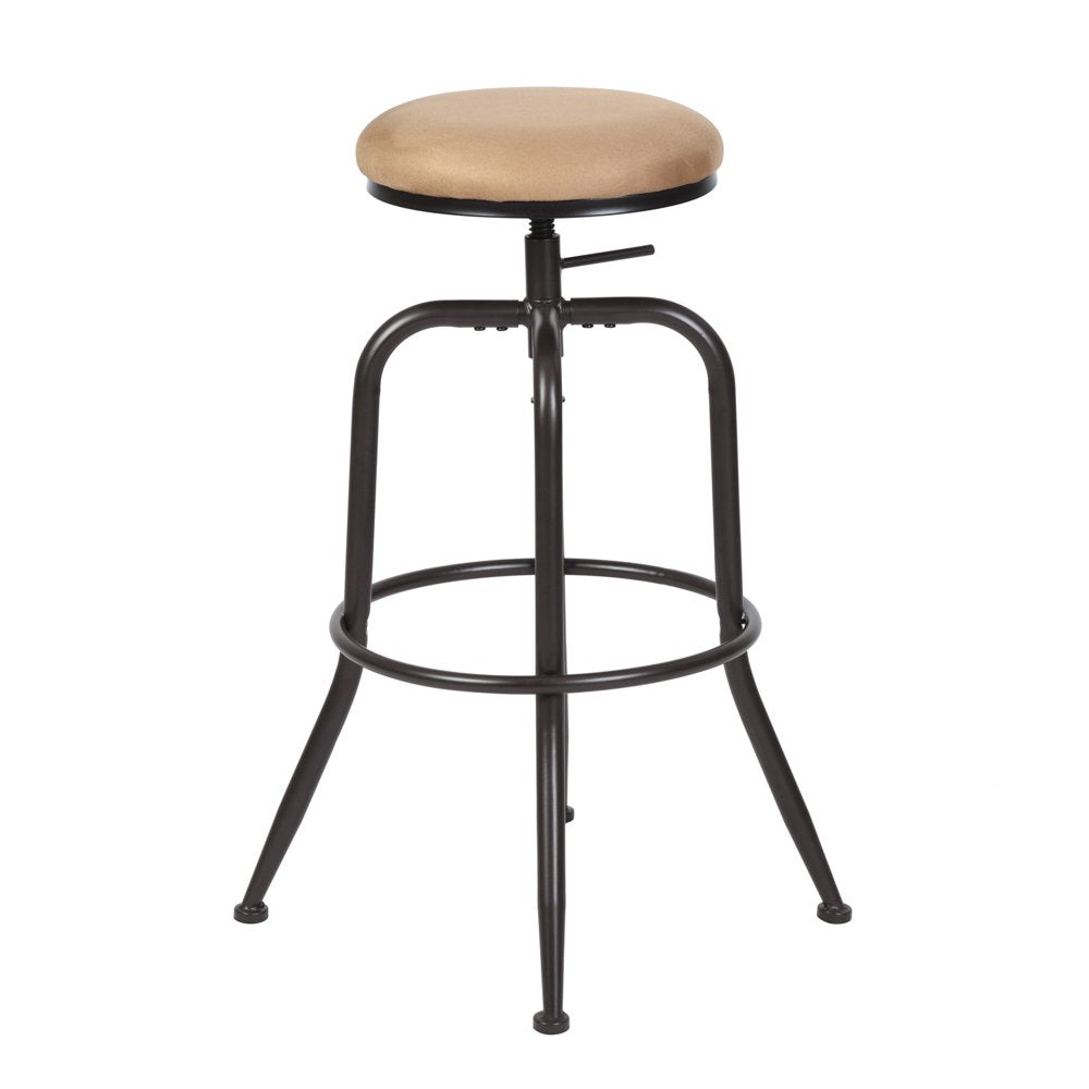 Homy Casa Adjustable Height Barstools Swivel Counter Bar Stool, Set of 2, round Faux Leather, Upholstery Brown