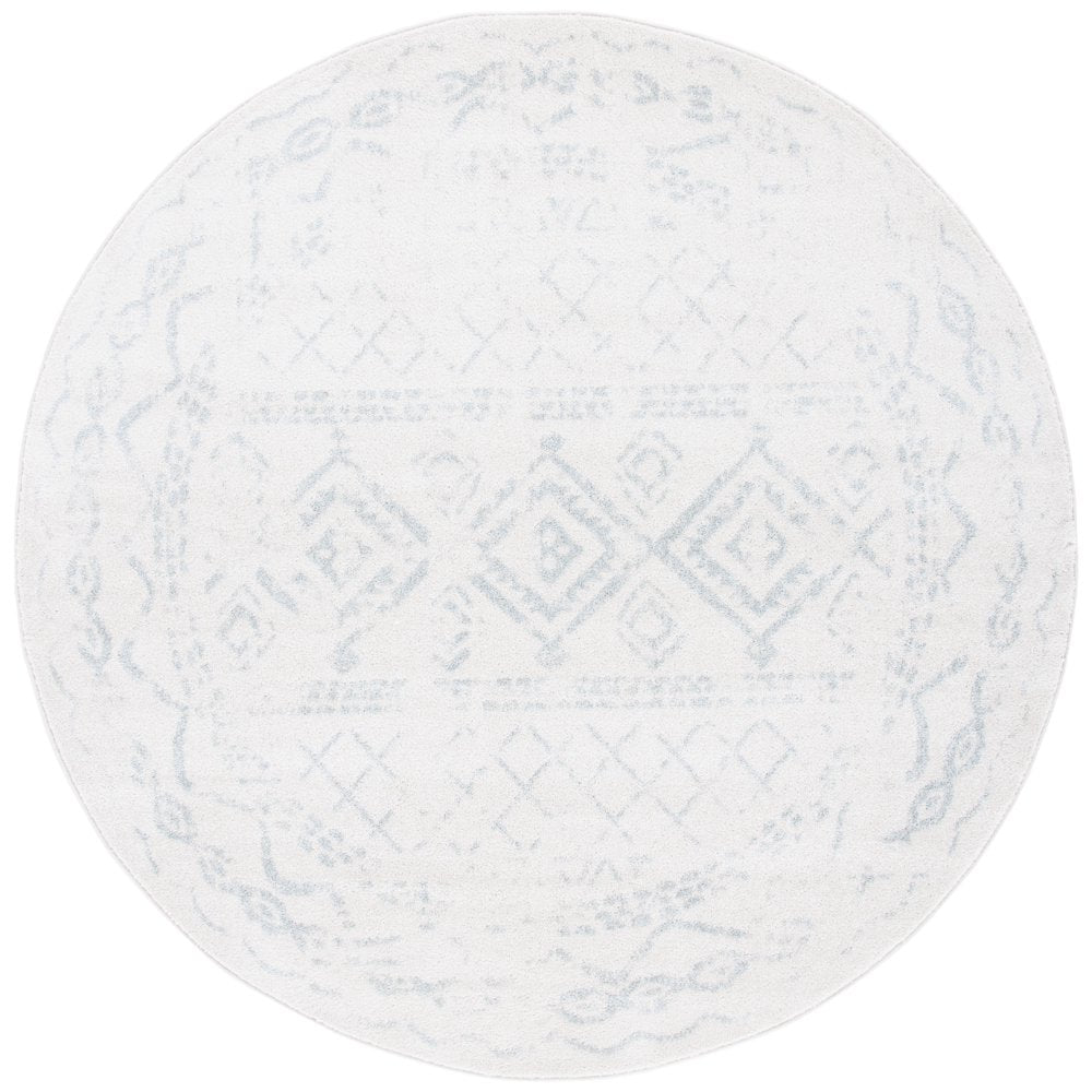 SAFAVIEH Tulum Ronald Distressed Area Rug, Ivory/Light Grey, 6'7" X 6'7" Round