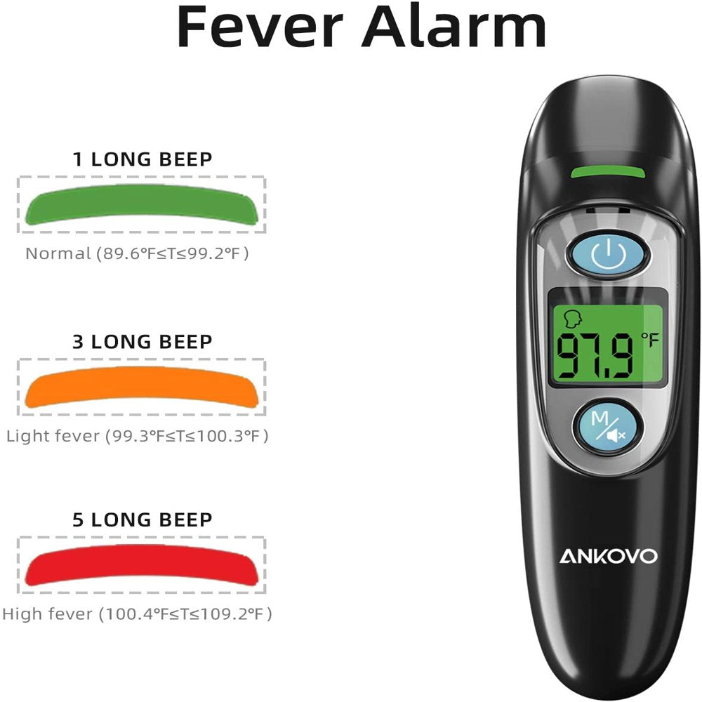 ANKOVO Dual Mode Infrared Thermometer, 1S Reading, 3 Colors Backlight, 35 Memories Recall, All Ages