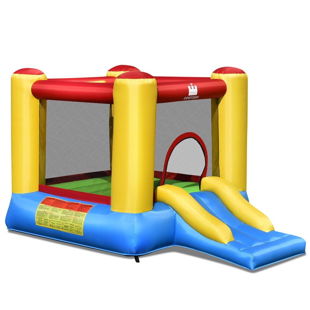 Costway Inflatable Bouncer Kids Bounce House Jumping Castle Slide W/ 480W Blower