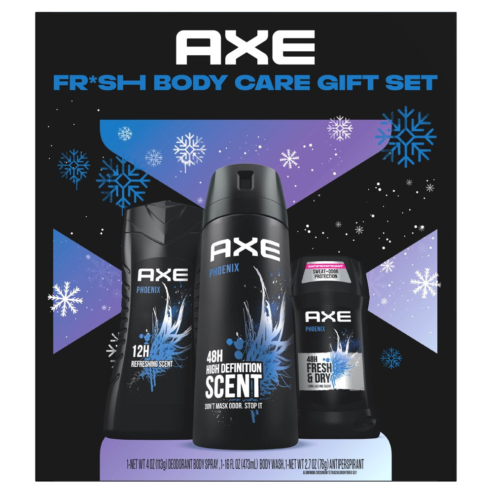 AXE Phoenix Holiday Gift Pack for Men Includes Crushed Mint & Rosemary Body Spray, Antiperspirant Stick & Body Wash, 3 Count