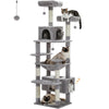 PAWZ Road 73" Cat Tree for Large Cats Multi Level Tall Cat Tower Condo with 7 Scratching Posts, Gray