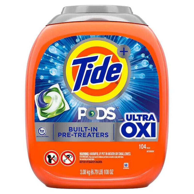 Tide Pods, 104-Count with Ultra Oxi HE Laundry Detergent Pods