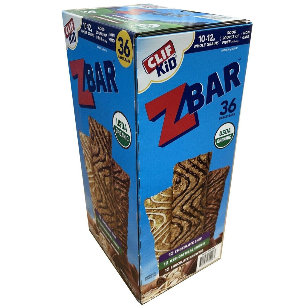 CLIF Kid Zbar 36 Ct 12 Choc Chip 12 Iced Oatmeal 12 Chocolate Brownie