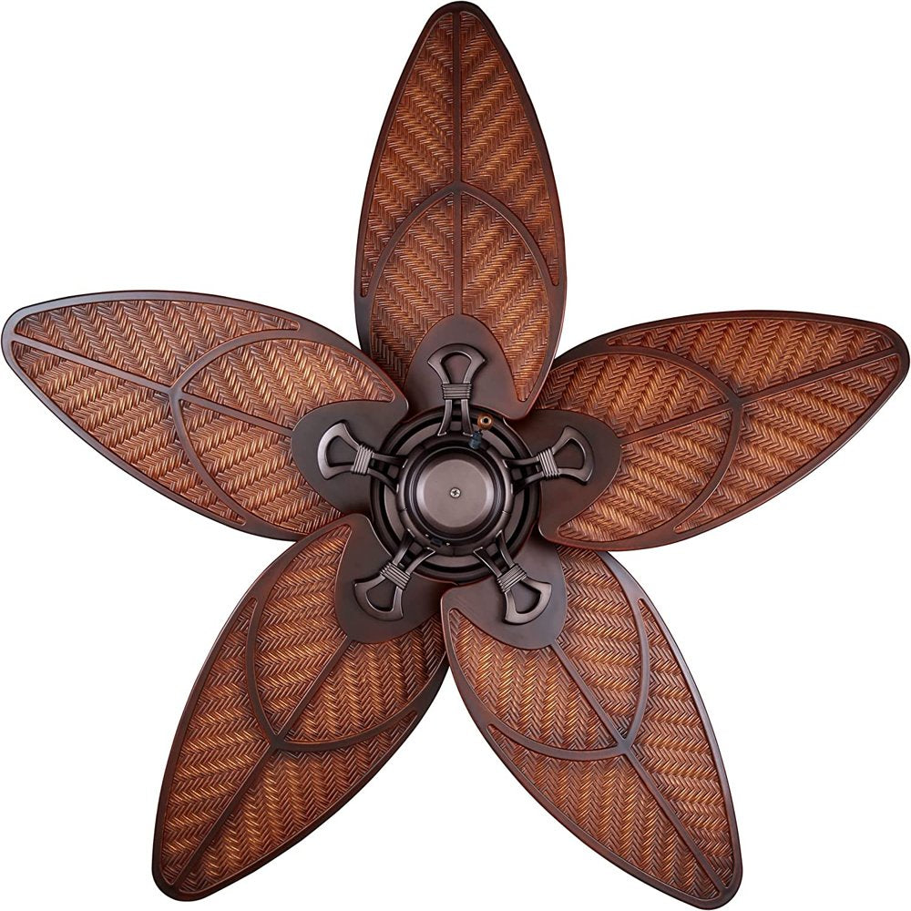 Noble Comfort 52" Outdoor Ceiling Fan, Palm Leaf Blades Dark Bronze