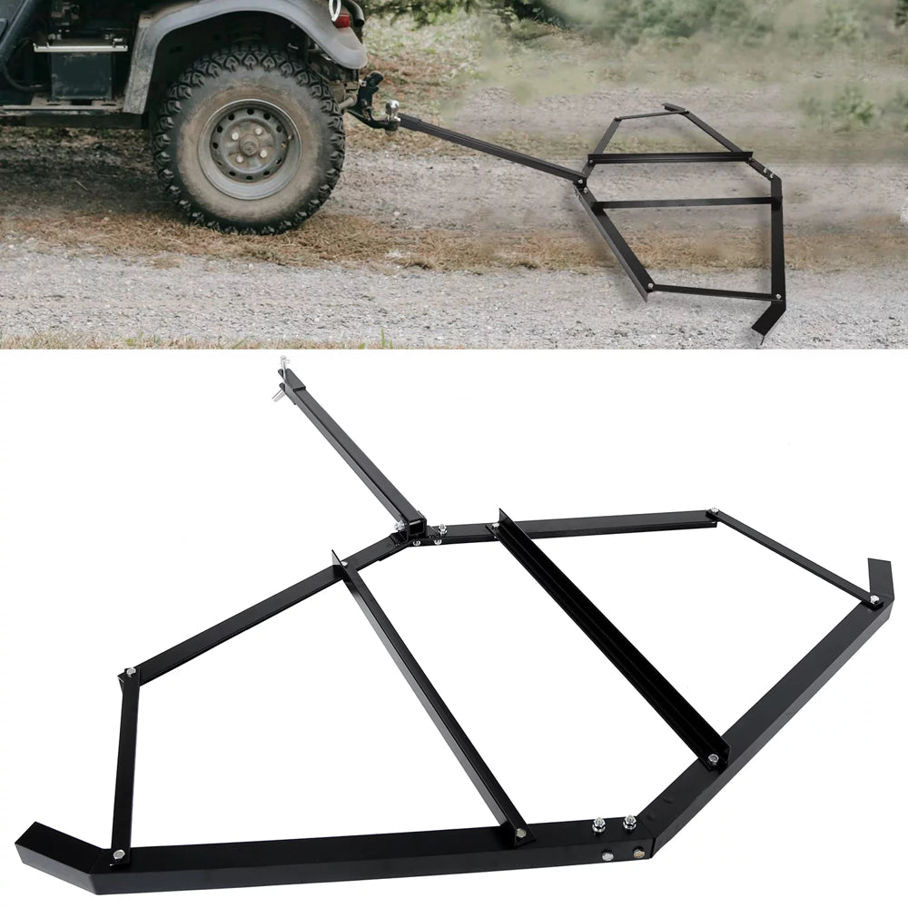 KOJEM 66" Drag Harrow Driveway Drag Tractor Harrow with 2 Adjustable Center Bars Leveling Landscape Rack Driveway Drag Tow behind Drag Harrow for ATV UTV Garden