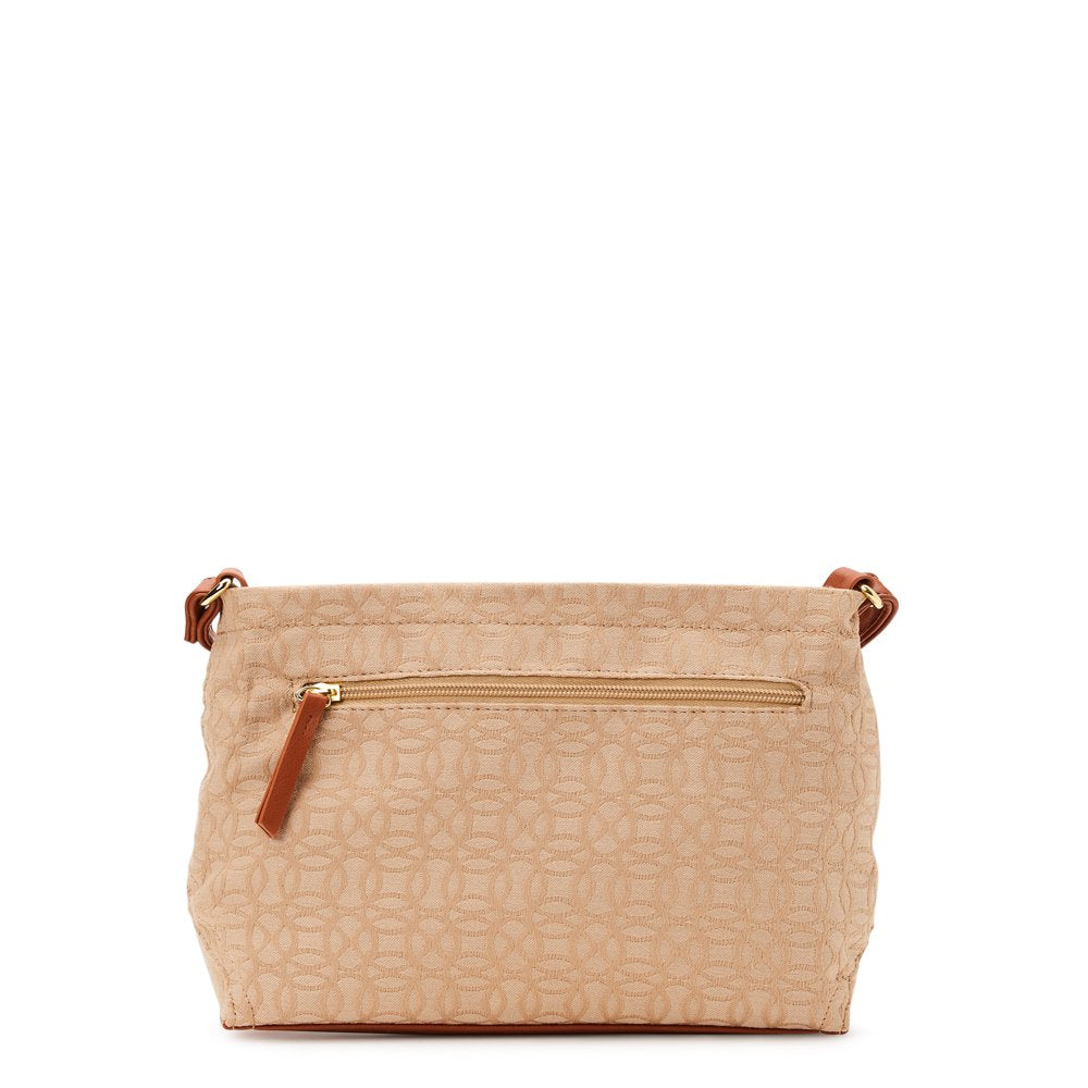 Time and Tru Women'S Charlie Crossbody Handbag, Beige Jacquard