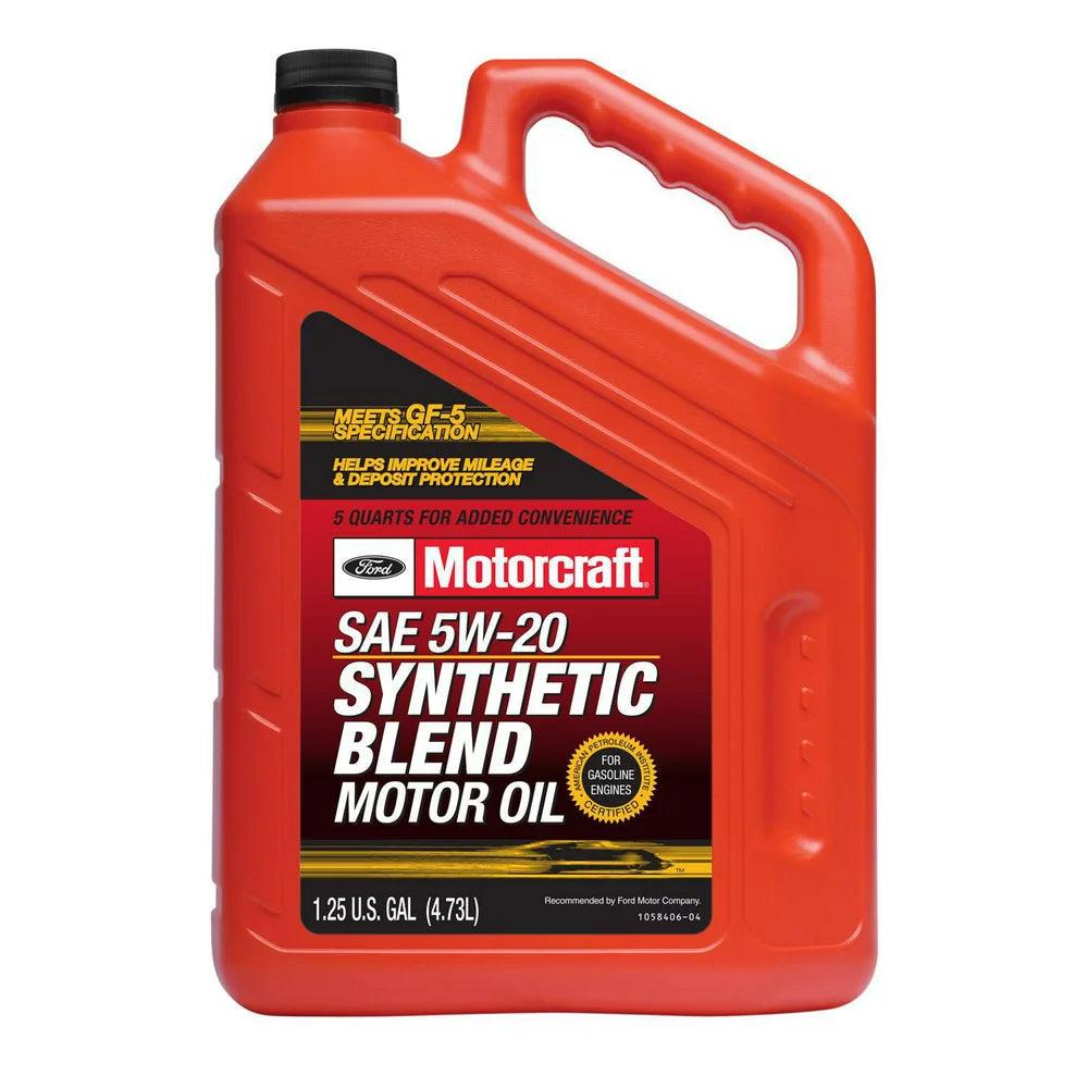 Motorcraft Synthetic Blend Motor Oil, 5W-20 - a Premium-Quality Motor Oil Specifically Developed for Ford Motor Company Vehicles, 5 Quart Jug, Sold by Each