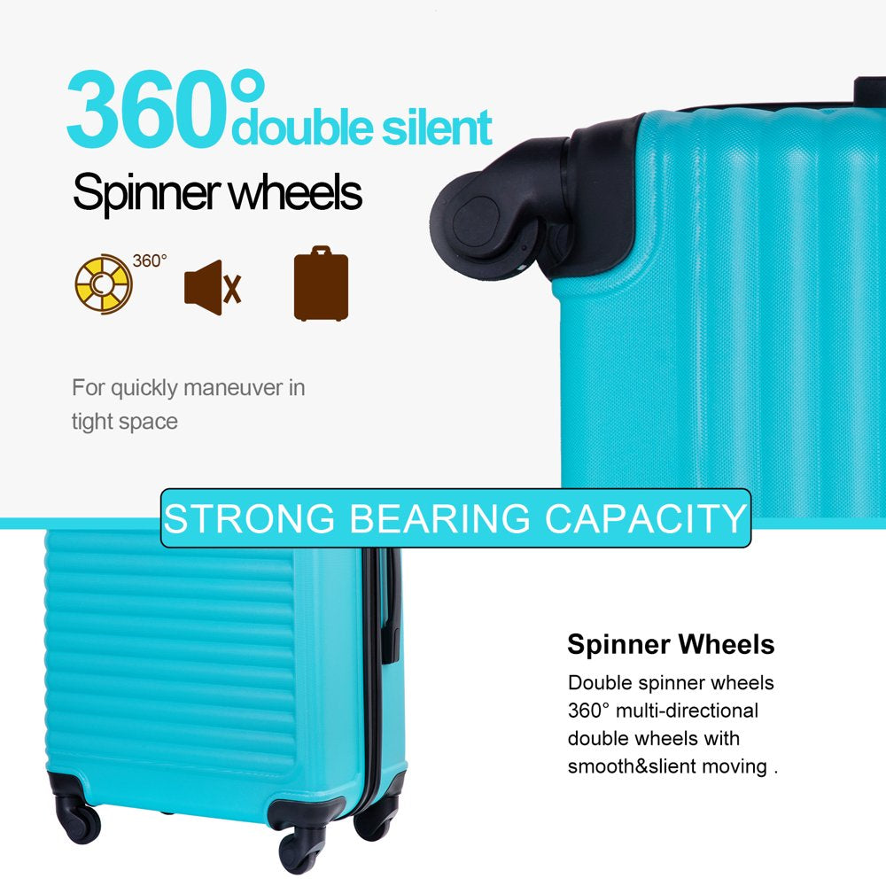 Travelhouse 3 Piece Luggage Set Hardshell Lightweight Suitcase with TSA Lock Spinner Wheels 20In24In28In.(Light Blue)