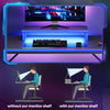 Bestier 42" Gaming Desk PC Computer Table with LED Lights & Monitor Stand & Hook & Cup Holder in Blue