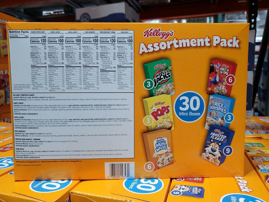 Kellogg'S Assortment Pack Cereal Healthy Snacks, Individual Mini Boxes 30 Ct